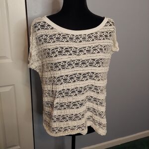 Garage Lace White/Cream Blouse/T-Shirt Size Large